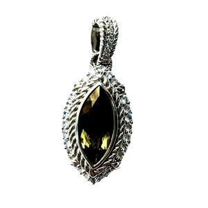 Judith Ripka - Olive Topaz Enhancer Sterling Silver Pendant, CZ